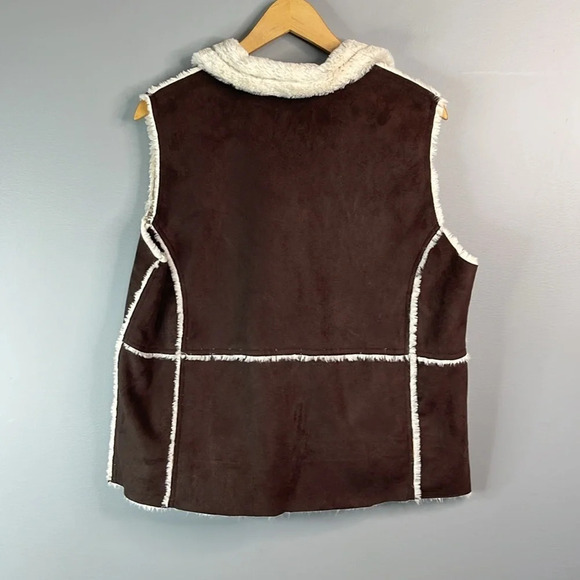 VINTAGE Northern Reflections Faux Suede And Fur Patchwork Vest Western Cowgirl L - Picture 5 of 9